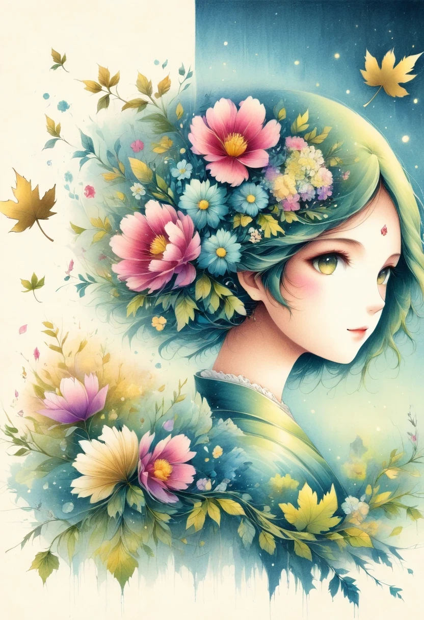 (Gold leaf art:1.5),(Metallic luster:1.45),Minimalism,(Line art:1.6),sketch,charcoal drawing,mask,flower,Illustration in surreal art style,surreal dream,Dubrec style,(Multiple Exposure:1.8),Dreams of happiness,