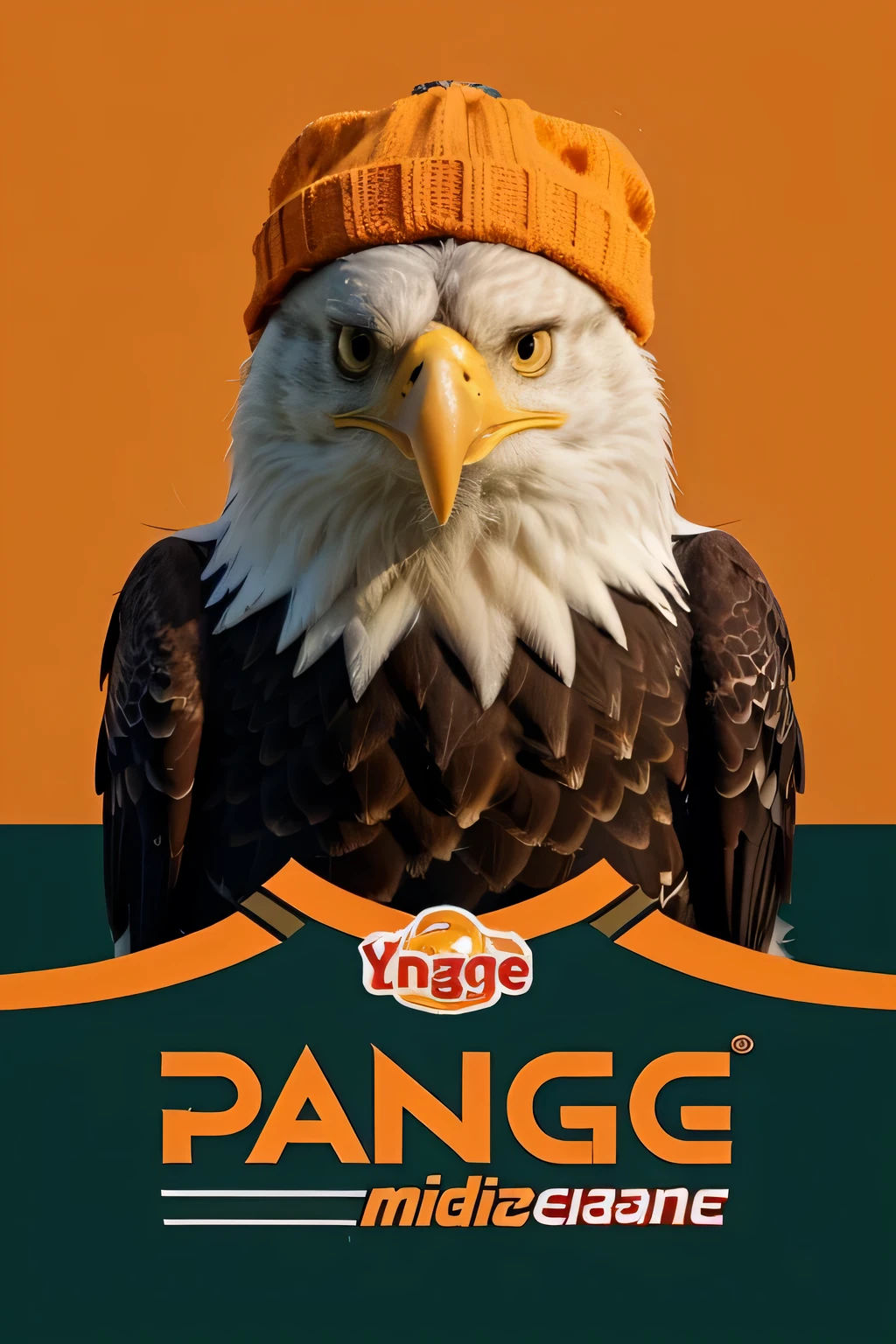 tente um logotipo para canal do youtube, I want an eagle mascot with an orange hat on its head without writing in the form of a logo