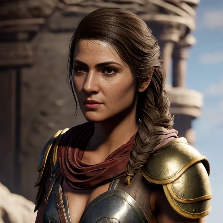 [ warrior woman with athletic body],[spartan],kassandra from Assassin's Creed Odyssey,[armour],[acient greek],4k,sharp image,detailed