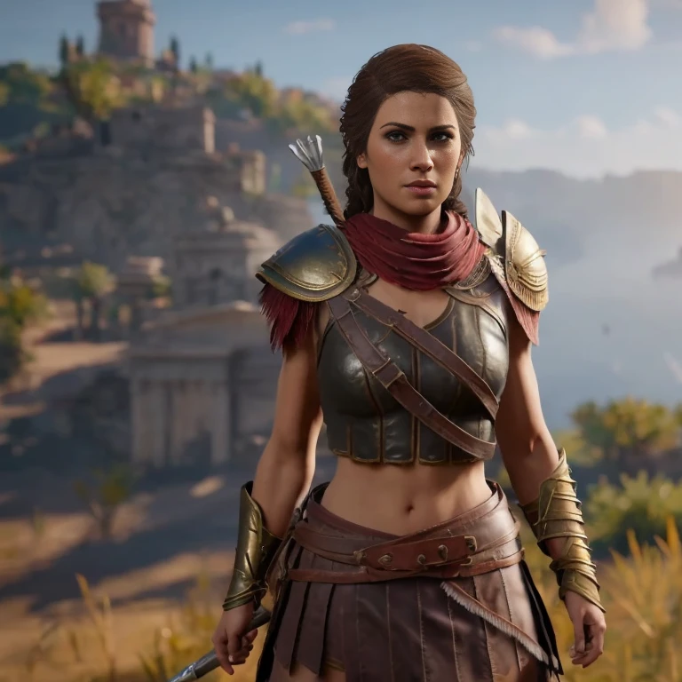 [ warrior woman with athletic body],[spartan],kassandra from Assassin's Creed Odyssey,[armour],[acient greek],4k,sharp image,detailed