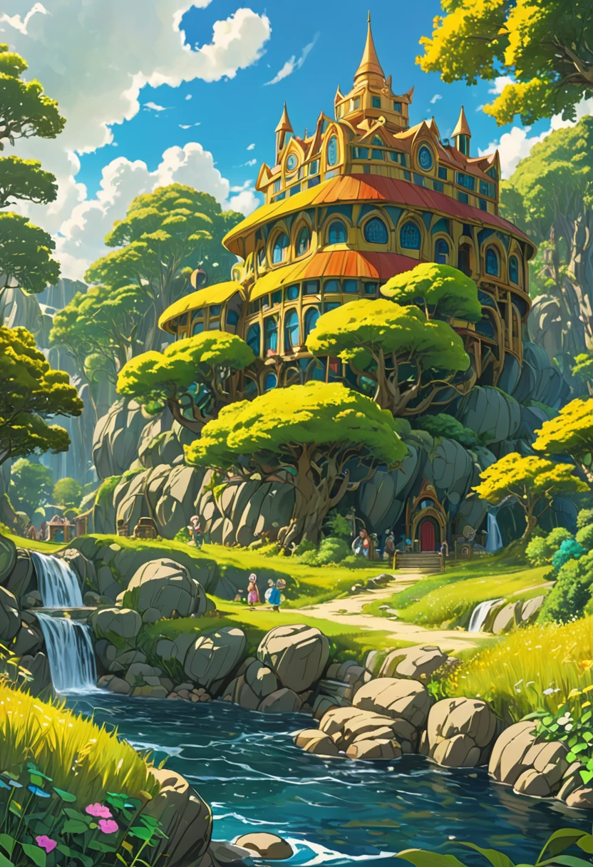 anime realism, game "Ni no Kuni 2：Revenant Kingdom", Studio Ghibli Style, outdoors, by Alvar Aalto, best quality, masterpiece, very aesthetic, perfect composition, intricate details, ultra-detailed