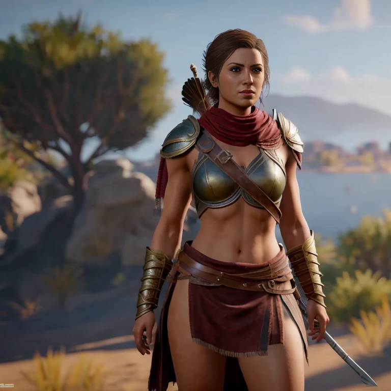 [ warrior woman with athletic body],[spartan],kassandra from Assassin's Creed Odyssey,[armour],[acient greek],4k,sharp image,detailed