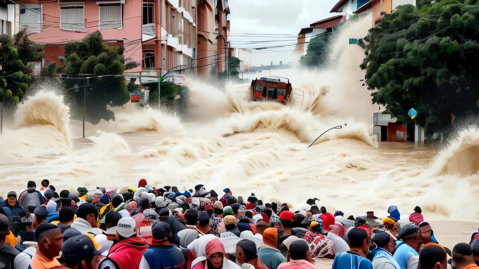 Floods affect the cities of Canoas Eldorado do Sul and Guaíba due to overflowing rivers.