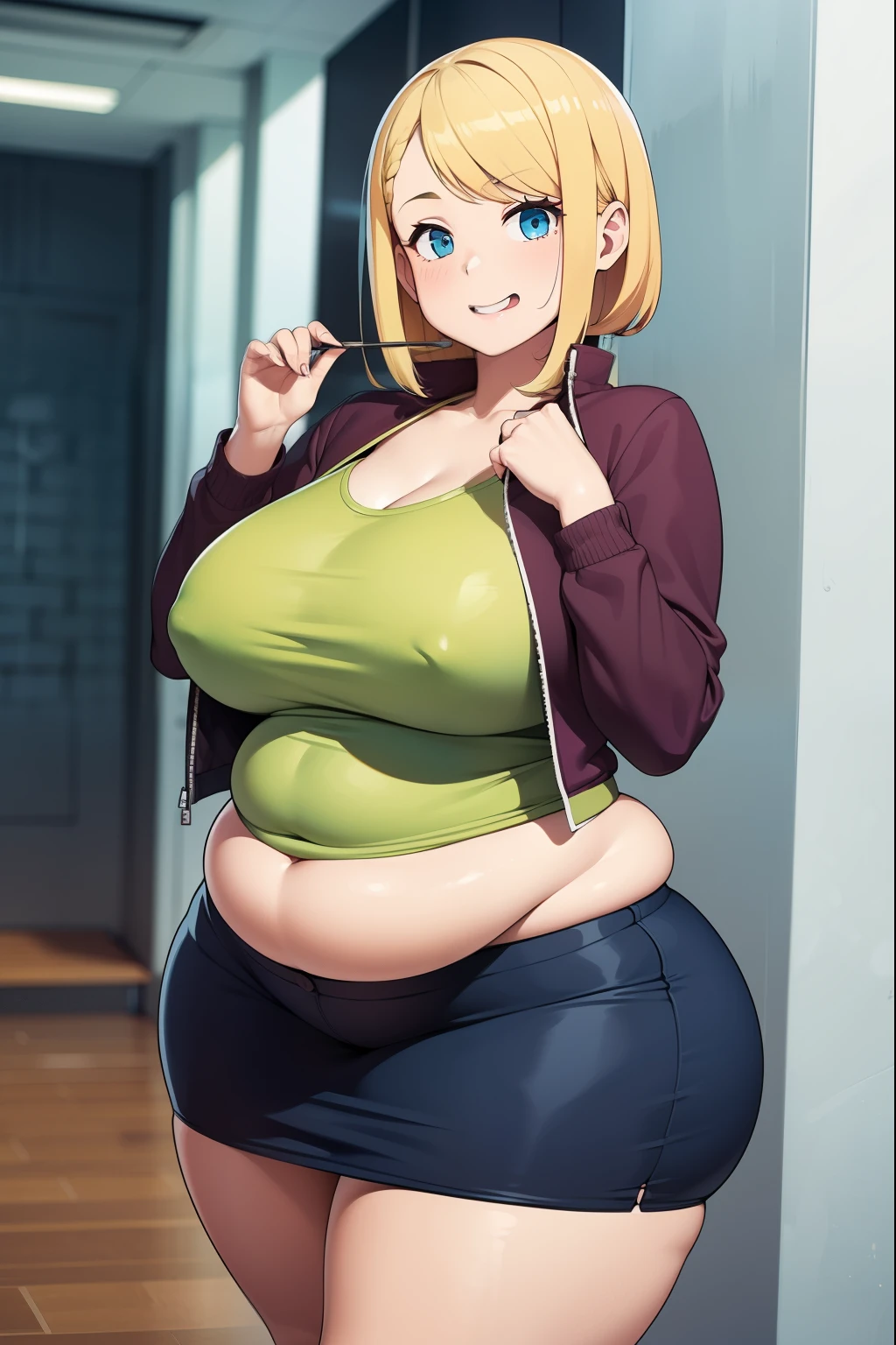 1woman, popular girl in college. chubby, curvy. thick. gained weight, blond hair. teasing.