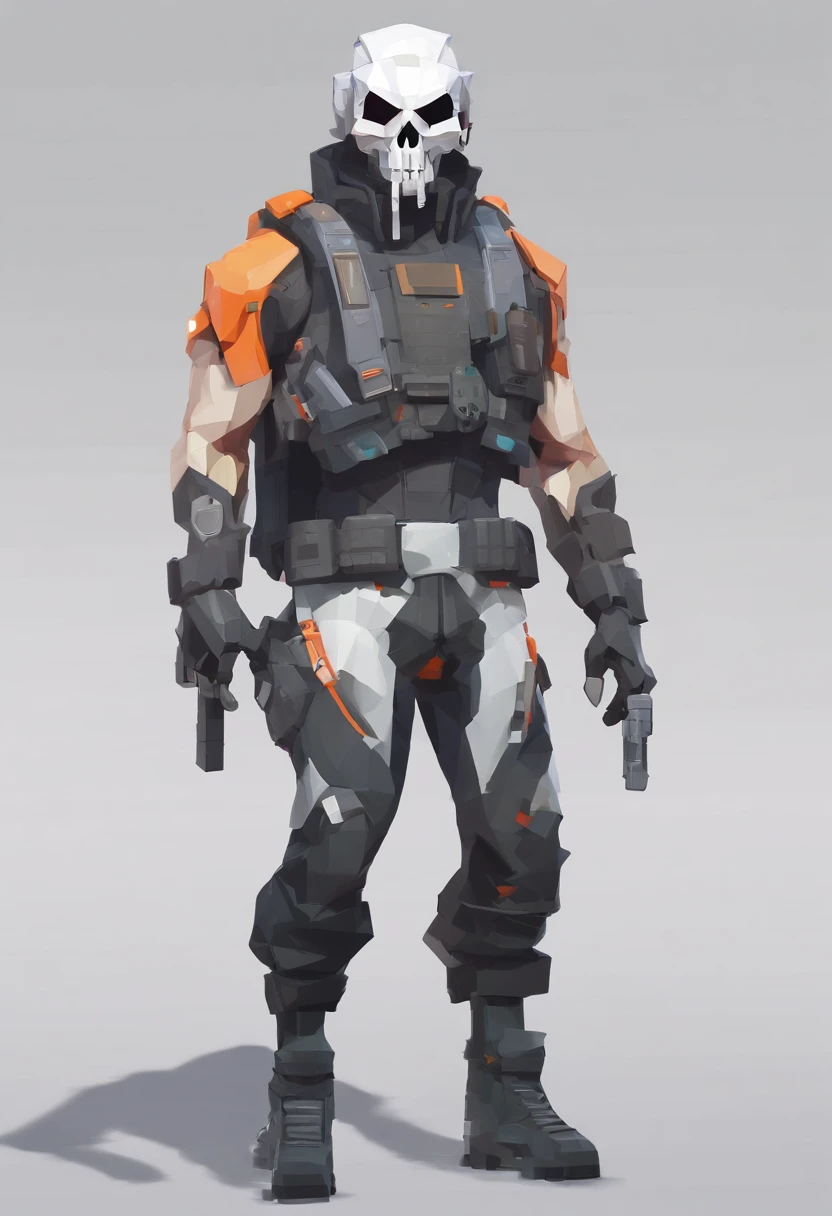 Space mercenary character design cyberpunk mask skull, concept design sheet, White background, style haoyuan li,8-bit pixel graphics - 750 - more than 5