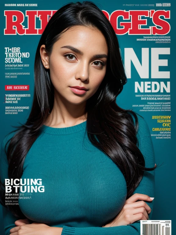 Portada de revista para adolescentes, 90&#39;estilo de:1.3, con la imagen de una mujer viciosa, vaqueros ajustados, ahogo, ahogarse en un pantano fangoso:1.3, Completamente cuerpo, Empapar la ropa mojada, draw attention , title, elegante, Fuente, memorable, title, grande, Sensation