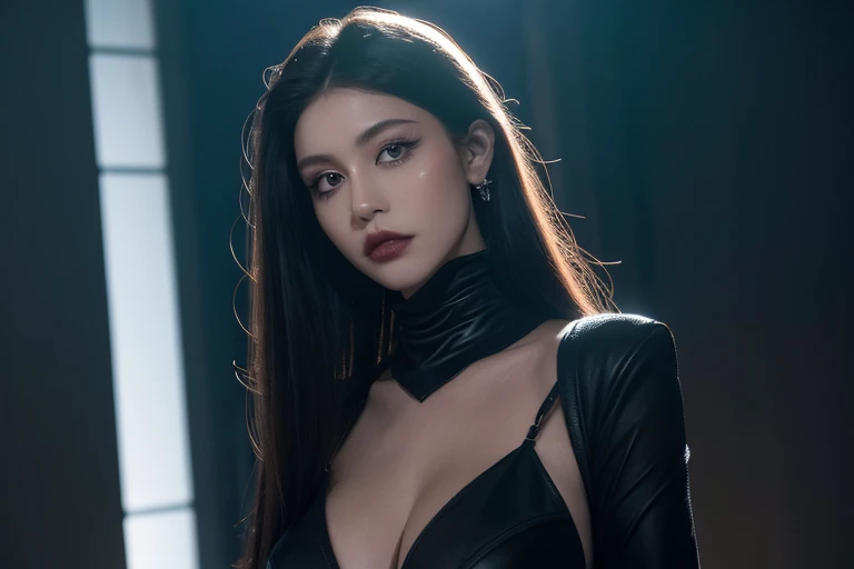 masterpiece, Ultra realistic, 16k, high quality, incredibly detailed, dream aesthetic, nightmare atmosphere, cinematic, work of art, (sharp focus: 1.5), (photorealistic: 1.3), featured (Beautiful girl), a goth girl in a movie scene, cinematic, detailed, 4k sharp focus, realistic, horror movie. scary. Tall and gorgeous, goth makeup. Seductive. Long pale-obsidian Messy hair, framing her pale, alabaster skin that seems to glow ethereally. Her attire is goth. Voluptuous form. Realistic eyes (evil eyes look), her eyes are like red orbs of intense of sinister light. A symmetrical face ::2 goth clothes + eclipse background + moon::1.5 ethereal illustration + trending on artstation + concept art + fantasy art + realistic cloth + fractals in the background, flowing hair --aspect 9:21 --uplight his otherworldly beauty. realistic skin texture, pale-white skin illuminated. realistic perfect shading. absurdres, realistic textures. solo, alone, 1girl. tall. looking at viewer. female muscular body, toned body, defined muscles. Large natural breasts, cleavage. pantyhose, (a black) darkness queen dress adorned in gold (realistic texture). In Different positions at different angles. Night background. unbelievably real, best quality, Photorealistic.