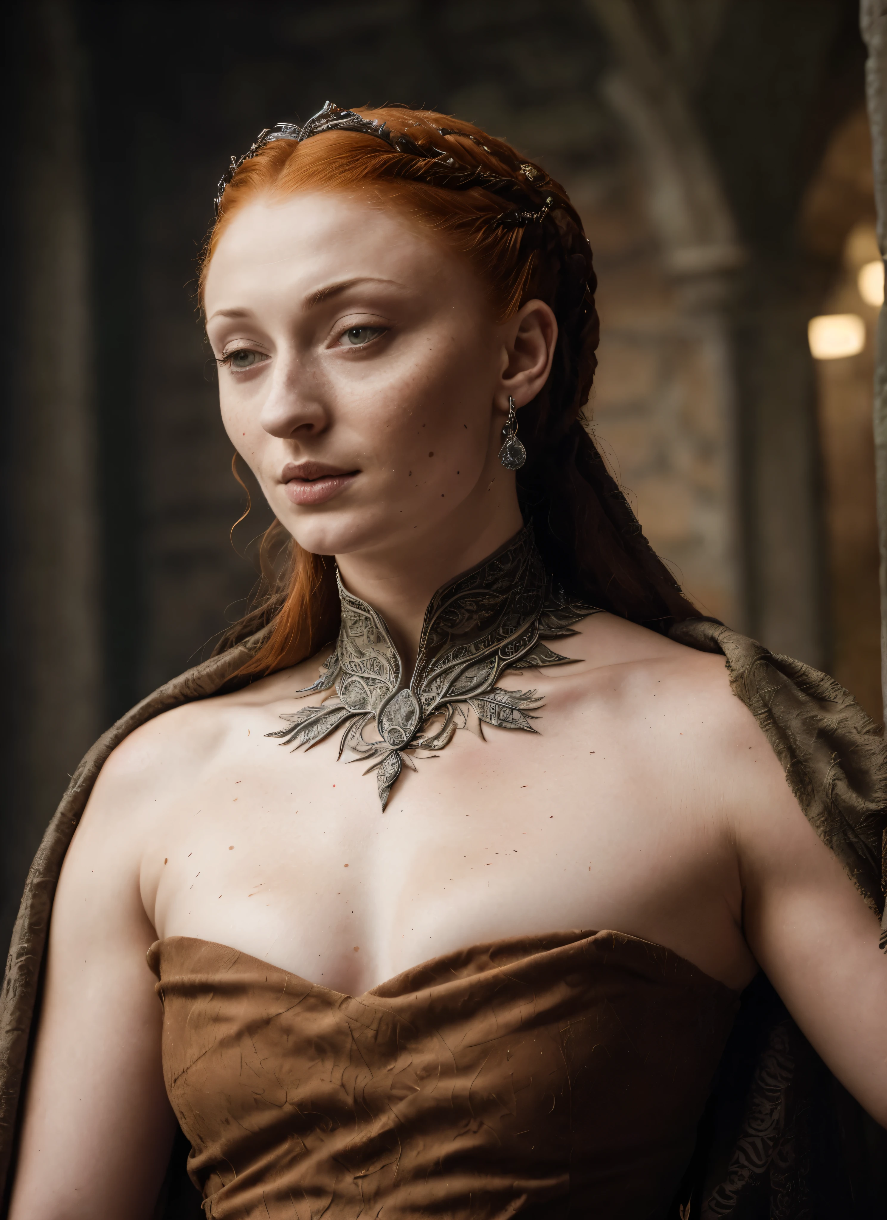 ( Photograph of Sophie Turner as hot queen ) (random photo , full body shot, thick figure, fleshy body, tall woman ) Alayne Stone, Gorgeous Woman, Thick figure, fleshy body, juicy lips, insane details, high level of edits, Queen, queen lady, Lady of Winterfell, Wardeness of the North,) the de facto Lady of the Eyrie, 40 years Old, she  a Full growned mature lady now, beautiful mature lady, the queen, milf beauty, mature queen, a captivating woman, beautiful queen, empress, mediaeval queen, alluring appearance, unrivaled beauty, , mediaeval erotic costumes, a Game of Thrones-inspired costume, a close-up of a woman from the middle ages, scene from "Game of Throne," deep cleavage, warrior princess, healthy body, perfect thick body, attractive figure, fleshy body, style of "Game of Throne,", stunning woman, dress made of leather  clothe ( ( insanely detailed realistic skin texture, pores, wrinkles ,freckles) , realistic environment, detailed ultra realistic facial features perfect body parts, ( hyper photorealistic) ), thick figure, curvy, bulky figure, 