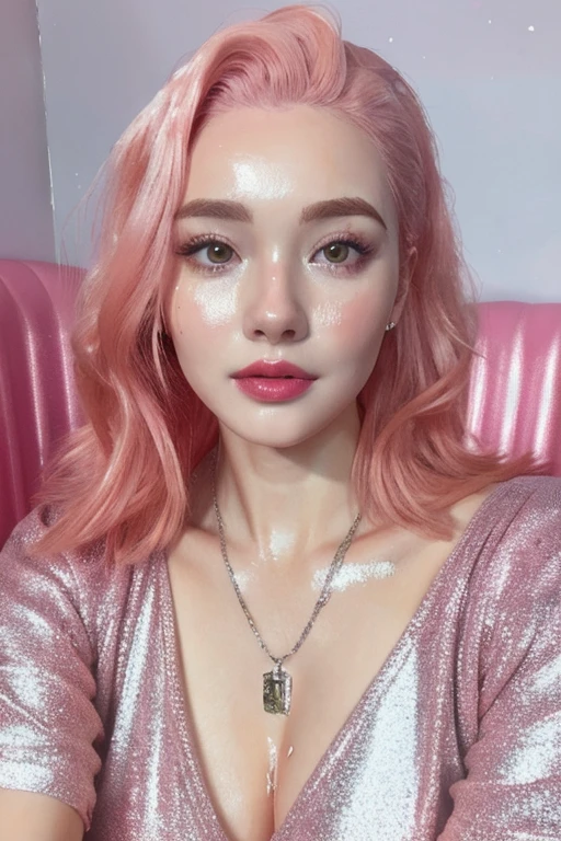 masterpiece,best quality,photo realistic,asda,face,1girl,head,thick lips, pink hair,sitting ,wet,shiny skin, mix4,