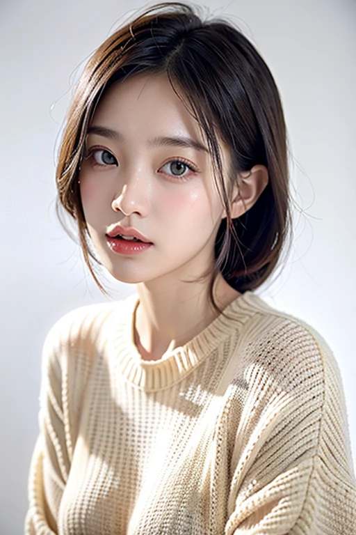 1girl,sweater,white background,