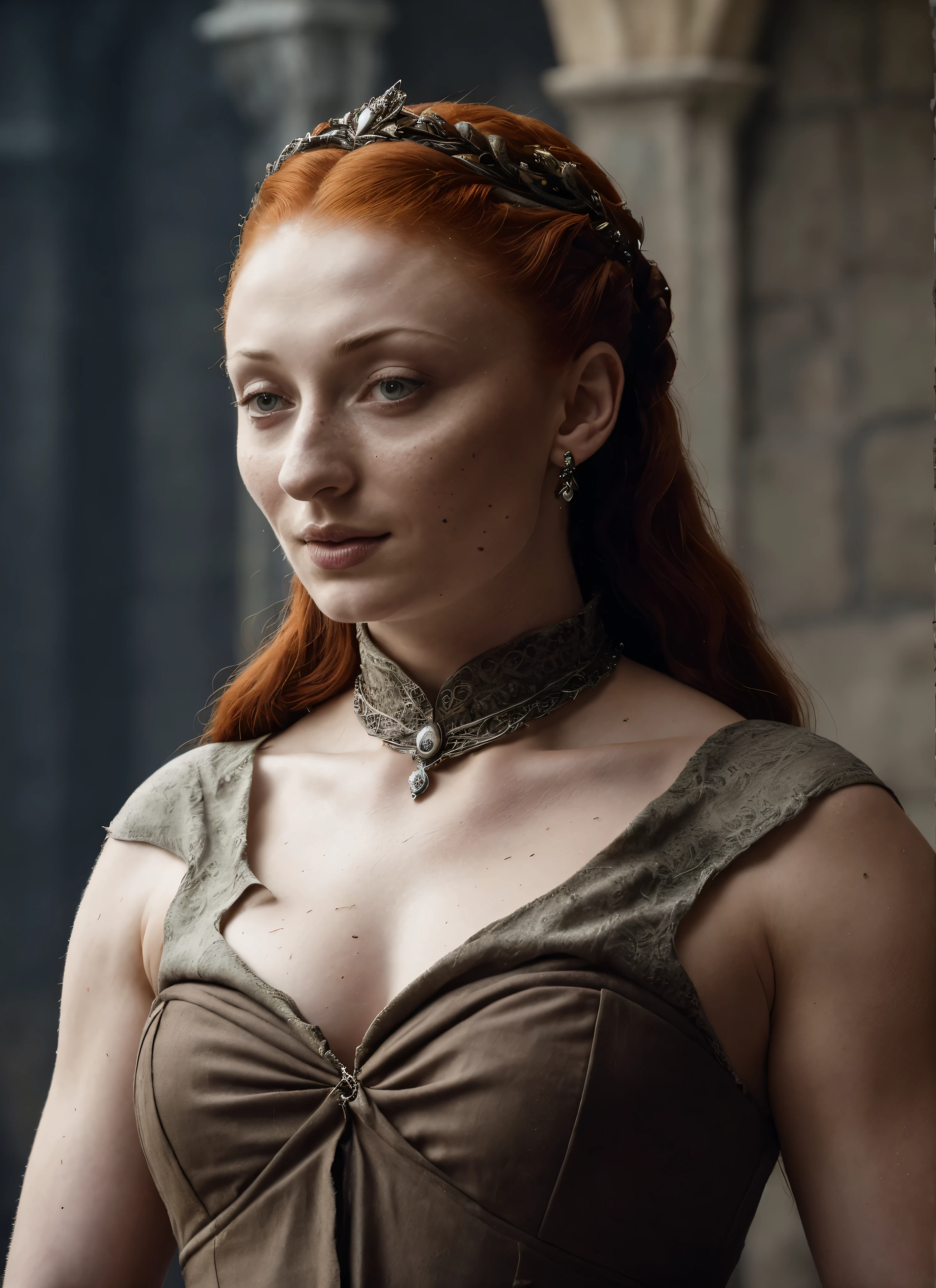 ( Photograph of Sophie Turner as hot queen ) (random photo , full body shot, thick figure, fleshy body, tall woman ) Alayne Stone, Gorgeous Woman, Thick figure, fleshy body, juicy lips, insane details, high level of edits, Queen, queen lady, Lady of Winterfell, Wardeness of the North,) the de facto Lady of the Eyrie, 40 years Old, she  a Full growned mature lady now, beautiful mature lady, the queen, milf beauty, mature queen, a captivating woman, beautiful queen, empress, mediaeval queen, alluring appearance, unrivaled beauty, , mediaeval erotic costumes, a Game of Thrones-inspired costume, a close-up of a woman from the middle ages, scene from "Game of Throne," deep cleavage, warrior princess, healthy body, perfect thick body, attractive figure, fleshy body, style of "Game of Throne,", stunning woman, dress made of leather  clothe ( ( insanely detailed realistic skin texture, pores, wrinkles ,freckles) , realistic environment, detailed ultra realistic facial features perfect body parts, ( hyper photorealistic) ), thick figure, curvy, bulky figure, 