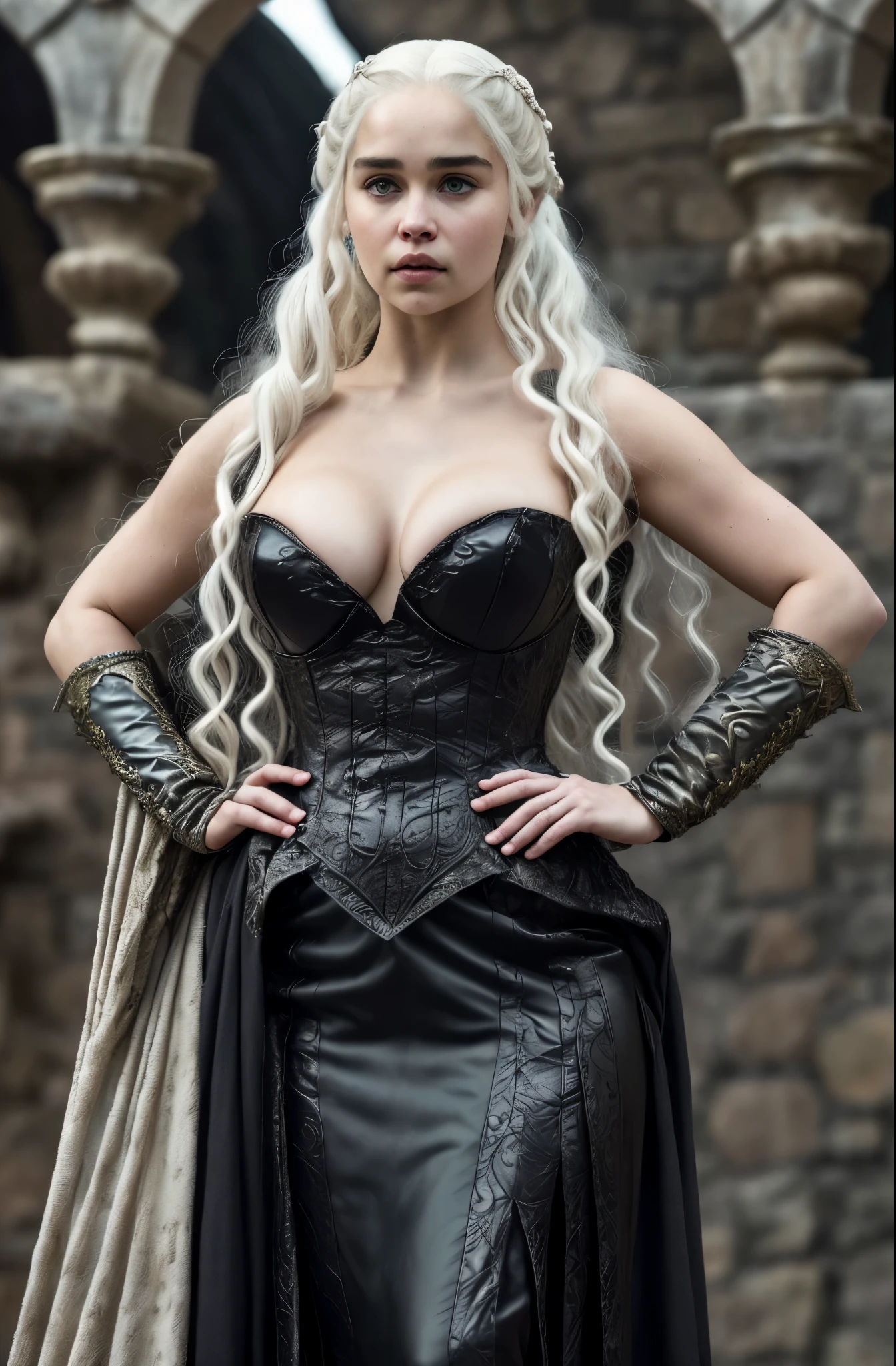 Royal Satin dress, Perfect eyes, flawless Beauty, pierced eyes, Masterpiece, Daenerys Targaryen, Gorgeous woman, queen, Queen Lady, Princess of Dragonstone, black mole on breast, The Unburnt, Queen of Meereen, Queen of the Andals, the Rhoynar and the First Men (claimant), Protector of the Seven Kingdoms (claimant), Khaleesi of the Great Grass Sea, Breaker of Shackles, Mother of Dragons, The One Who Was Promised, Lady of Dragonstone , 45 years Old, she is a Full growned lady now, beautiful mature lady, the queen, milf beauty, mature queen, Best quality, a small, charming Beauty, a captivating woman, fully ripen milf body, lustful queen, alluring appearance, unrivaled beauty, wonderful breasts, large breasts, mediaeval erotic costumes, a Game of Thrones-inspired costume, a close-up of a woman from the middle ages, Daenerys Targaryen, Daenerys, resembles Emilia Clarke, Emilia Clarke, scene from "Game of Throne," deep cleavage, warrior princess, healthy body, perfect thick body, attractive figure, fleshy body, style of "Game of Throne," beautiful lady, beautiful woman, mediaeval clothes, stunning woman, 8K, insane details, dress made of clothes and jewelry, perfect hair, styled hair, high clarity eyes, perfect hands, perfect fingers, perfect eyes, skin pores, stunning beauty, beautymarks on her breast, beautymarks on her breast gives her more charm, black moles, insane skin texture, high quality skin, skin pores, beautiful styled hair,