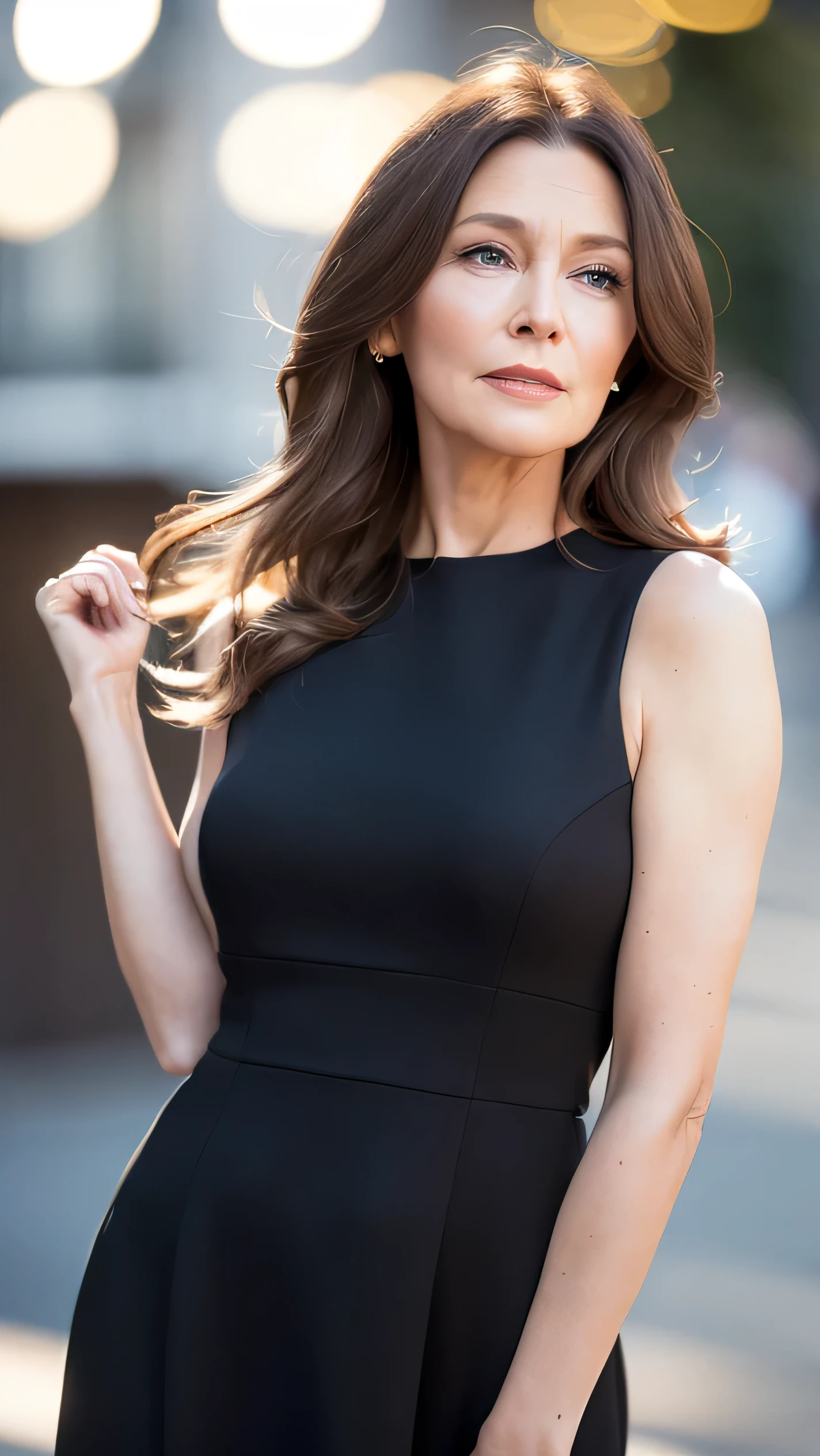 Keri Russell wearing short tight dress and smiling
