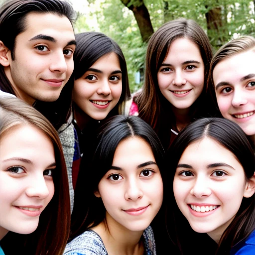 group of young  biblical Jewish  gathered, focus on face.