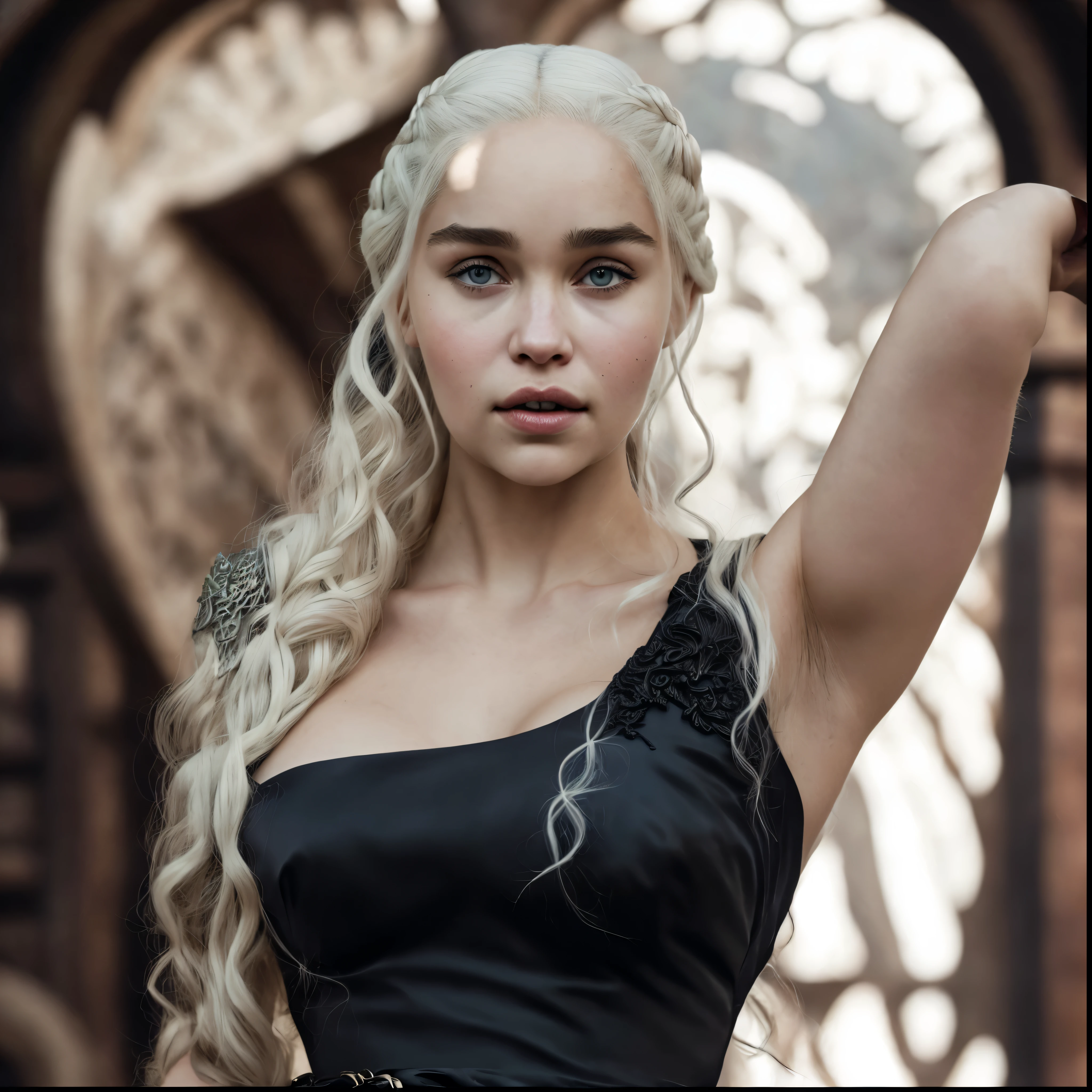 Royal Satin dress, Perfect eyes, flawless Beauty, pierced eyes, Masterpiece, Daenerys Targaryen, Gorgeous woman, queen, Queen Lady, Princess of Dragonstone, black mole on breast, The Unburnt, Queen of Meereen, Queen of the Andals, the Rhoynar and the First Men (claimant), Protector of the Seven Kingdoms (claimant), Khaleesi of the Great Grass Sea, Breaker of Shackles, Mother of Dragons, The One Who Was Promised, Lady of Dragonstone , 45 years Old, she is a Full growned lady now, beautiful mature lady, the queen, milf beauty, mature queen, Best quality, a small, charming Beauty, a captivating woman, fully ripen milf body, lustful queen, alluring appearance, unrivaled beauty, wonderful breasts, large breasts, mediaeval erotic costumes, a Game of Thrones-inspired costume, a close-up of a woman from the middle ages, Daenerys Targaryen, Daenerys, resembles Emilia Clarke, Emilia Clarke, scene from "Game of Throne," deep cleavage, warrior princess, healthy body, perfect thick body, attractive figure, fleshy body, style of "Game of Throne," beautiful lady, beautiful woman, mediaeval clothes, stunning woman, 8K, insane details, dress made of clothes and jewelry, perfect hair, styled hair, high clarity eyes, perfect hands, perfect fingers, perfect eyes, skin pores, stunning beauty, beautymarks on her breast, beautymarks on her breast gives her more charm, black moles, insane skin texture, high quality skin, skin pores, beautiful styled hair,