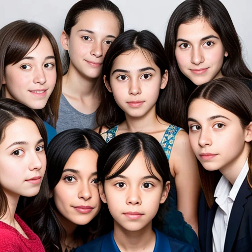 group of young Auerbach jews gathered, focus on face.