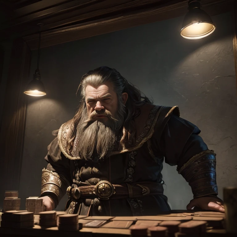 (master piece:1.5), (best quality:1.5), (exquisite lighting and shadow, highly dramatic picture, cinematic lens effect) (Photorealistic picture) (Card game image) 8k, wallpaper, dynamic pose, a dwarf, mine background, highly detailed, realistic, cinematic lighting, studio quality
