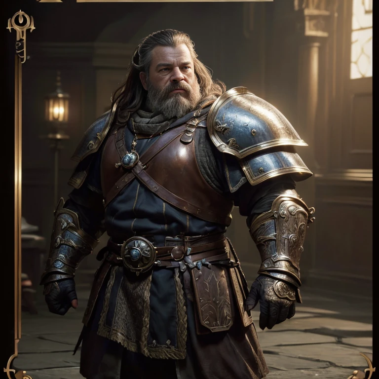 (master piece:1.5), (best quality:1.5), (exquisite lighting and shadow, highly dramatic picture, cinematic lens effect) (Photorealistic picture) (Card game image) 8k, wallpaper, dynamic pose, a dwarf knight, mine background, highly detailed, realistic, cinematic lighting, studio quality