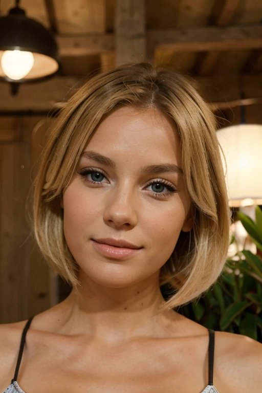 une belle femme blonde qui regarde de face
