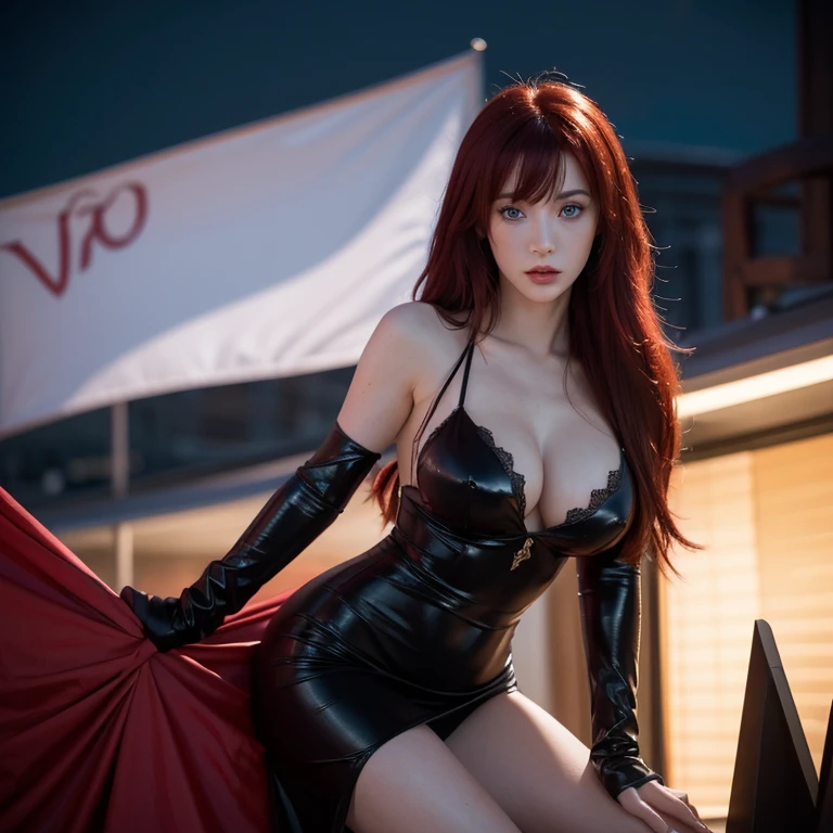 masterpiece, Ultra realistic, 16k, high quality, incredibly detailed, dream aesthetic, nightmare atmosphere, cinematic, work of art, (sharp focus: 1.5), (photorealistic: 1.3), featured (Beautiful red-haired girl), Rias Gremory (from high school DxD), cinematic, detailed, 4k sharp focus, realistic. Gorgeous. goth makeup. Seductive. Long red Messy hair (messy fringe), framing her pale, (pale-white skin) alabaster skin that seems to glow ethereally. Her attire is goth. Voluptuous form. Turquoise blue eyes (intense eyes look). A symmetrical face ::2 goth clothes + trending on artstation + fantasy art + realistic cloth + fractals in the background, flowing hair --aspect 9:21 --uplight his otherworldly beauty. realistic skin texture, pale-white skin illuminated. realistic perfect shading. absurdres, realistic textures. solo, alone, 1girl. looking at viewer. female muscular body, toned body, defined muscles. Large natural , cleavaghose, a (st-red) royal queen dress adorned in gold (realistic texture). In Different positions at different angles. Night background. unbelievably real, best quality, Photorealistic.