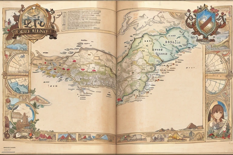 stylized map of a kingdom on an old sheet of parchment