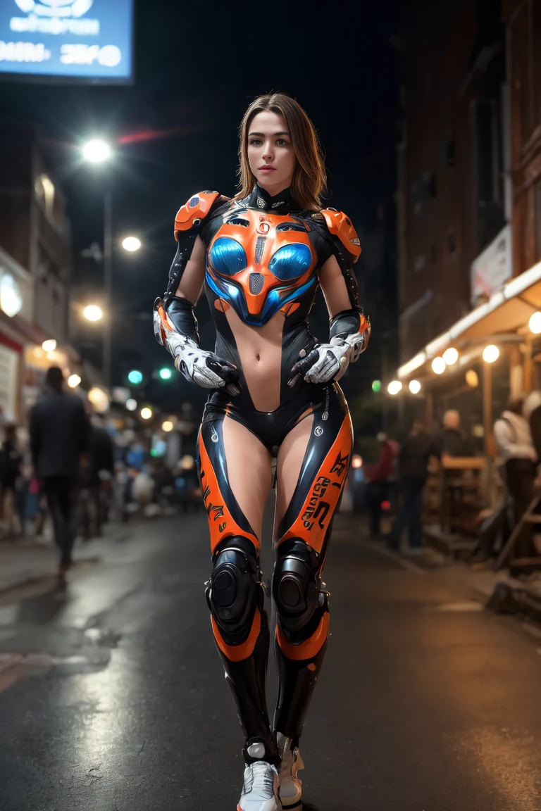 full body shot, wharf scene, a beautiful sexy cyborg woman riding a KTM 450 motocross motorcycle, glamorous shape, shoulder-length, beautiful shiny smooth, light brown hair, (Best quality, 4K, 8k, A high resolution, masterpiece:1.2), absurdity, masterpiece, ultra detailed, (realistic, photorealistic, photorealistic:1.37), complex parts, HDR, (complex parts:1.12), (hyper detailed, hyper realistic, Soft lighting, spicy:1.2), beautiful figure, Magnificent Anatomy, (complex part, Hyper detailed:1.15), Smooth skin,