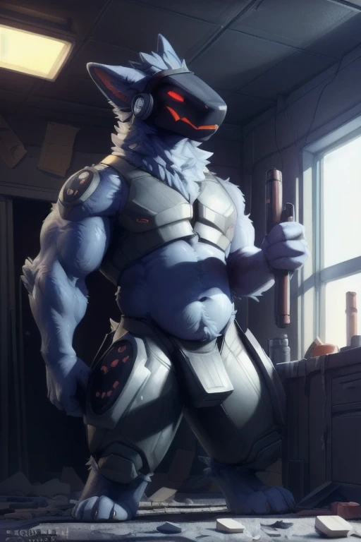 (( holding a huge massive energy weapon towards the viewer really big weapon holding in his hands giant weapon A Light Blue fur protogen furry character with dark red eyes looking very angry and holding some type of weapon pointing it towards the viewer with an evil look in his face with with a broken abandoned laboratory I really wide shot angle camera so you can see the really destroyed and broken down place with a giant mess everywhere with broken lights and moldy walls hanging light from the ceiling with some people laying down on the ground and not moving, really nice digital art colors tones, simple composition) ), hentai, , anthro, , male, tall, shortstack , muscular chest , muscular , angle, looking at viewer, extremely detailed, photorealistic, 3d render, high quality digital art, smug grin, detailed eyes, ,good anatomy, good perspective, towards viewer, by bebebebebe, by sicklyhypnos, by gerkk, by orf, (by by cutesexyrobutts, by darkgem, by zackary911, (by by singafurian, by daftpatriot, sassy, cute, early 20s, detailed face, handsome, slightly chubby and big muscles , face, detailed mouth, hentai style, shirtless, sfw, show off, close up , anthro, boy, male, short, shortstack,, muscular, standing, angle, looking down at viewer, background, extremely detailed, photorealistic, 3d render, high quality erotic digital art, smug grin, detailed eyes, , good anatomy, good perspective, towards viewer, by gerkk, by orf, (by mawmain:0.8), by cutesexyrobutts, by darkgem, by zackary911, (by tofu-froth:1.3), by singafurian, by daftpatriot, (soft belly:1.1), , you can see full body ,))