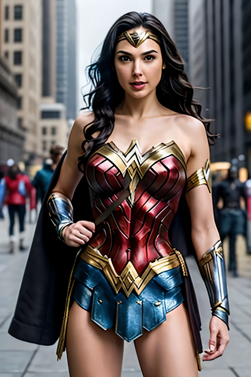 Gal Gadot、Wonder Woman、smile、Crossed Arms、Sexy Body、In the middle of the city