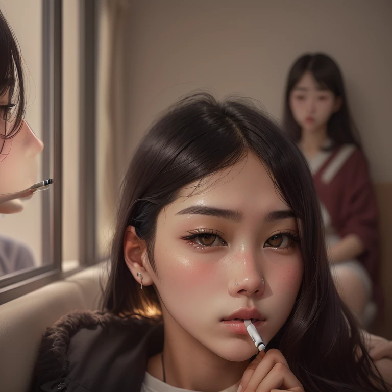 A girl in her fifties with a cigarette in her mouth and a girl in her fifties with a toothbrush in her mouth, 18-year-old, 22 years old, Jaeyoung Nam, 21 years old, 23 years old, 27 years old, 28 years old, Korean Girls, Small nose, Choi Hong-hwa, Pouting, 