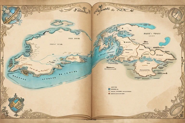 stylized map of a fantasy kingdom on a single old parchment