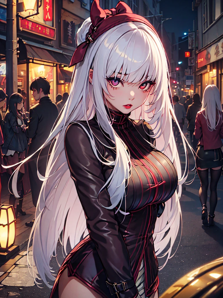 (Masterpiece, best quality, high res、highly detailed cg: 1)、(((prostitutes)))、((pov、Narrow eyes、Seductive))、lipstick、touts、nightlife、nsfw、Night town