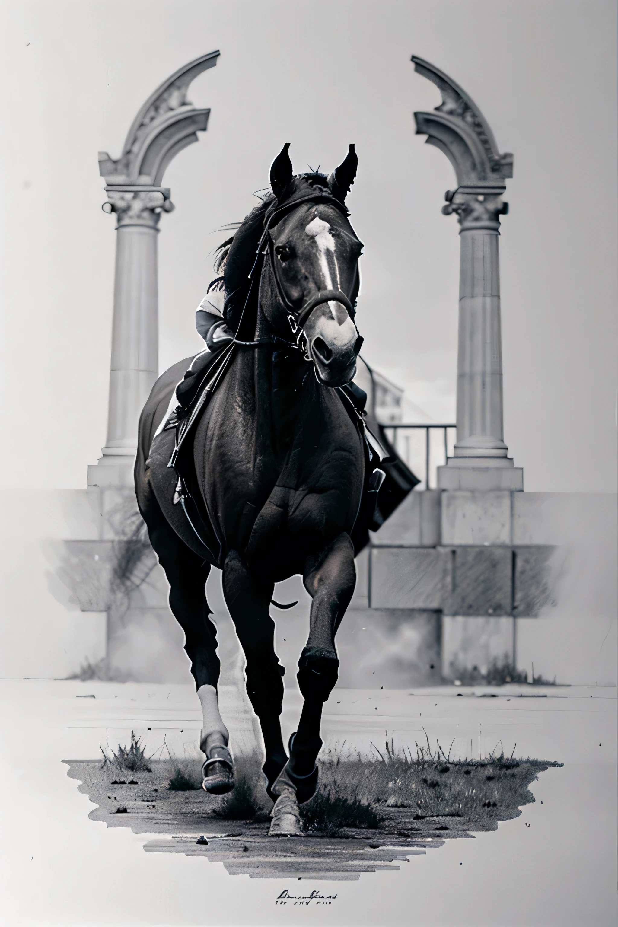 Pencil drawing of a running horse