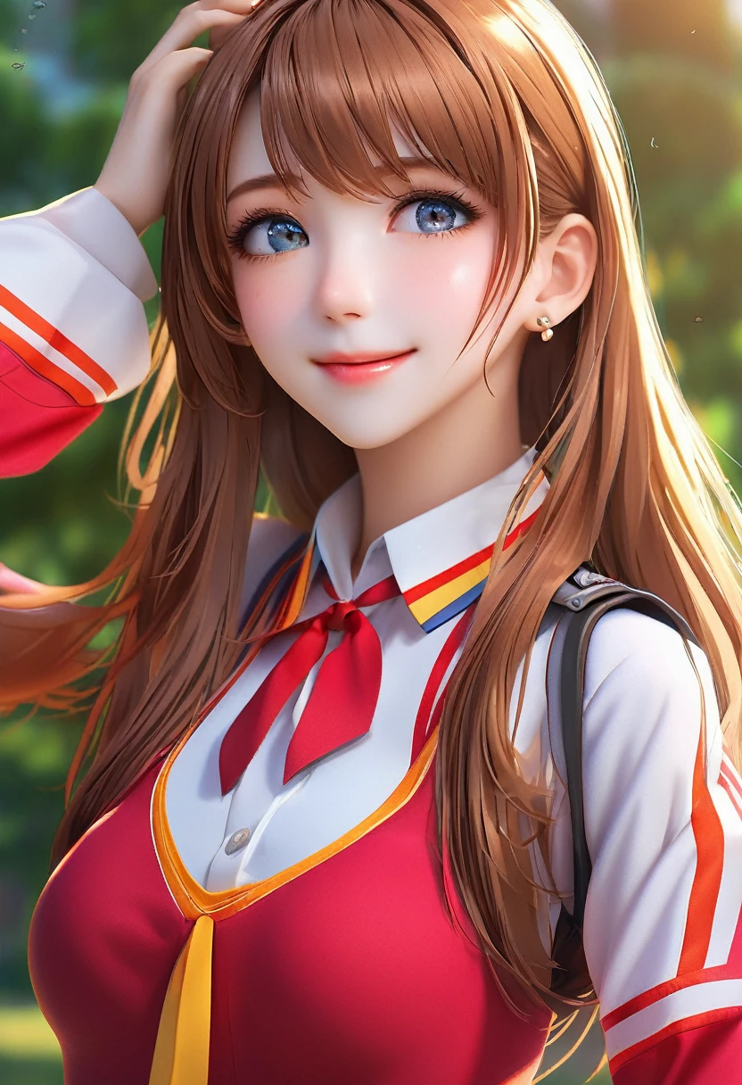 (8k, (full body shot) (((nsfw, ecchi))), Highest quality: 1.2), Extremely detailed, highest resolution quality, (realistic, realistic photo), Portrait, high definition RAW color photograph, professionally arrested, high definition and beautiful, high definition, 8ก Image wallpaper, Amazing details, Big file size, highly detailed beautiful girl, Extremely detailed face, (Finely defined super beautiful eyes:1.8), The nose has a precise shape., expressive lips,(sunset,classroom background:1.2) , one story, cute girl, realistic、                                                                                 (Cinematic scene,Fantasy Art,Best Quality,High quality,High Definition,high quality texture,high detailing,Beautiful detailed,fine detailed,extremely detailed,Detailed texture,realistic representation of face,masterpiece,presence,Dynamic,Bold),1gir,Ultra detailed skin,Curve,(perky nipples:0.8),Beautiful breasts, Beautiful skin,(epidermis), natural breast,Erect nipples,(Ultra Thin hair),(Ultra Soft hair),(ultra straight hair),Swept long bangs,very light coppery amber hair,Hair over one eye,very skinny body,( Cheerleader uniform:1.5),(smile:1.3),