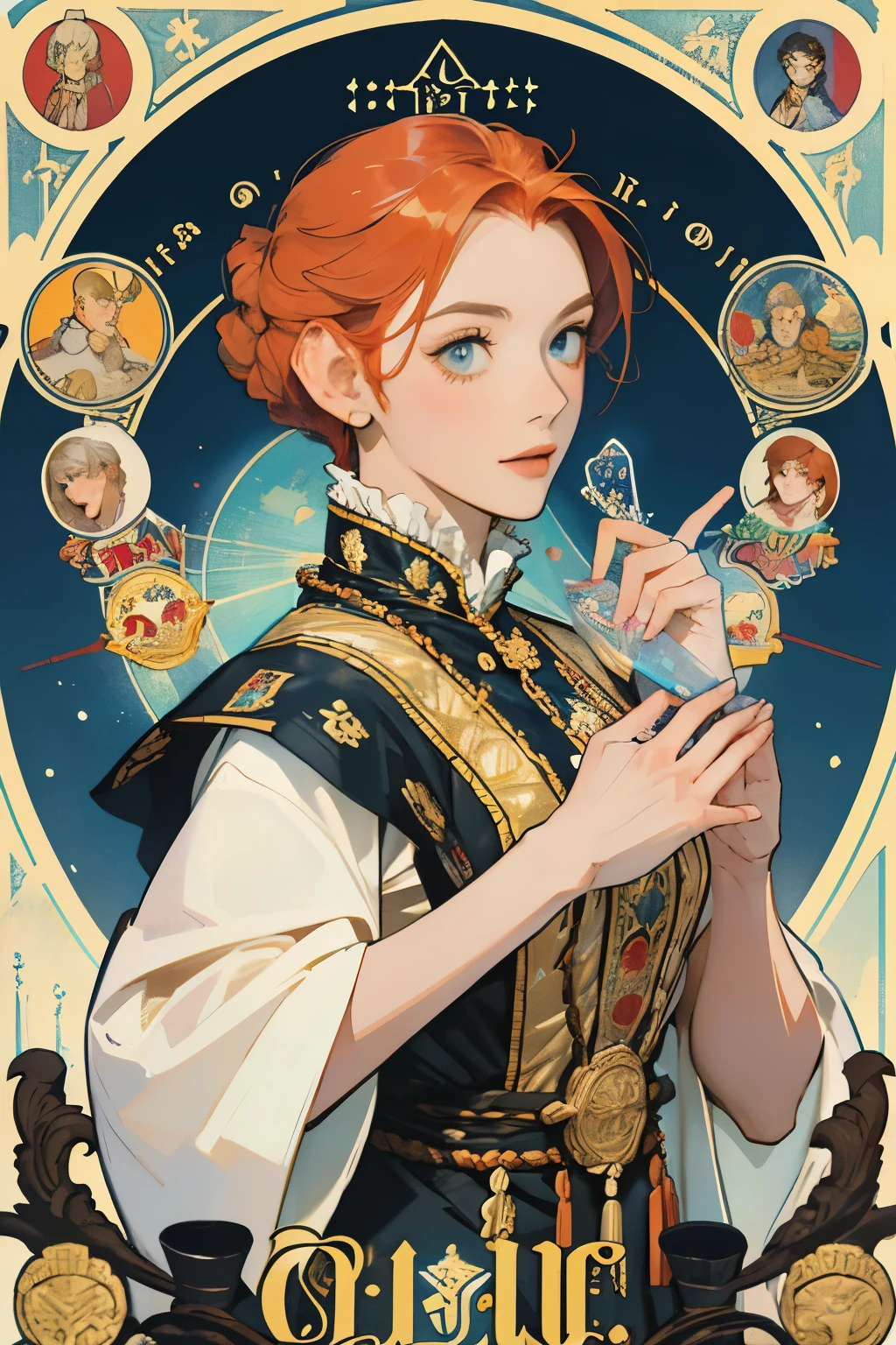 Artwork, Better Quality, woman, Tarot, Baldo, Clown, Symbolism, Visual art, Occultism, universal, Vision Casting, philosophy, Iconography, Numerology, Popularity, art, Alphonse Mucha,Redhead Hair