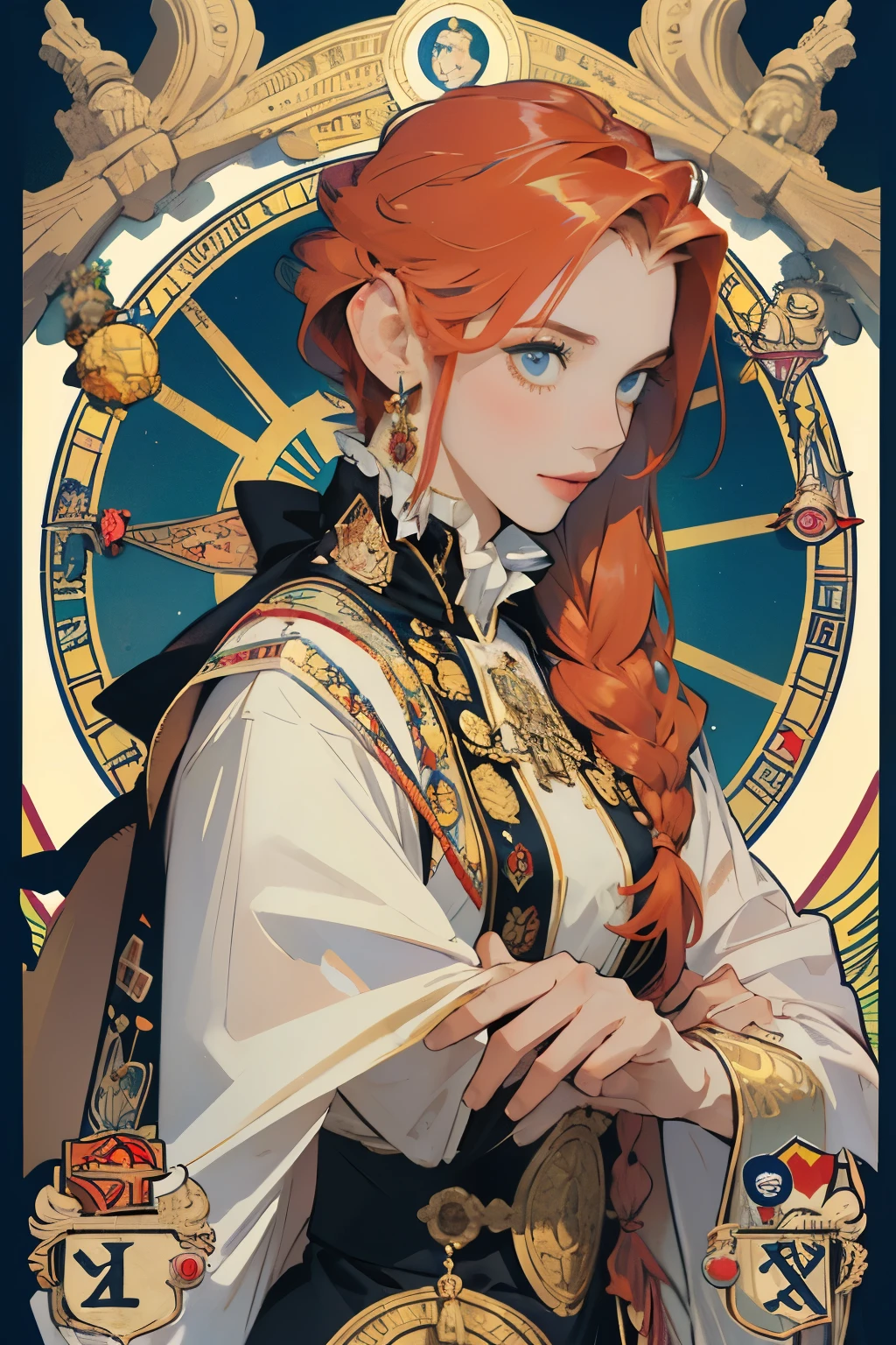 Artwork, Better Quality, woman, Tarot, Baldo, Clown, Symbolism, Visual art, Occultism, universal, Vision Casting, philosophy, Iconography, Numerology, Popularity, art, Alphonse Mucha,Redhead Hair