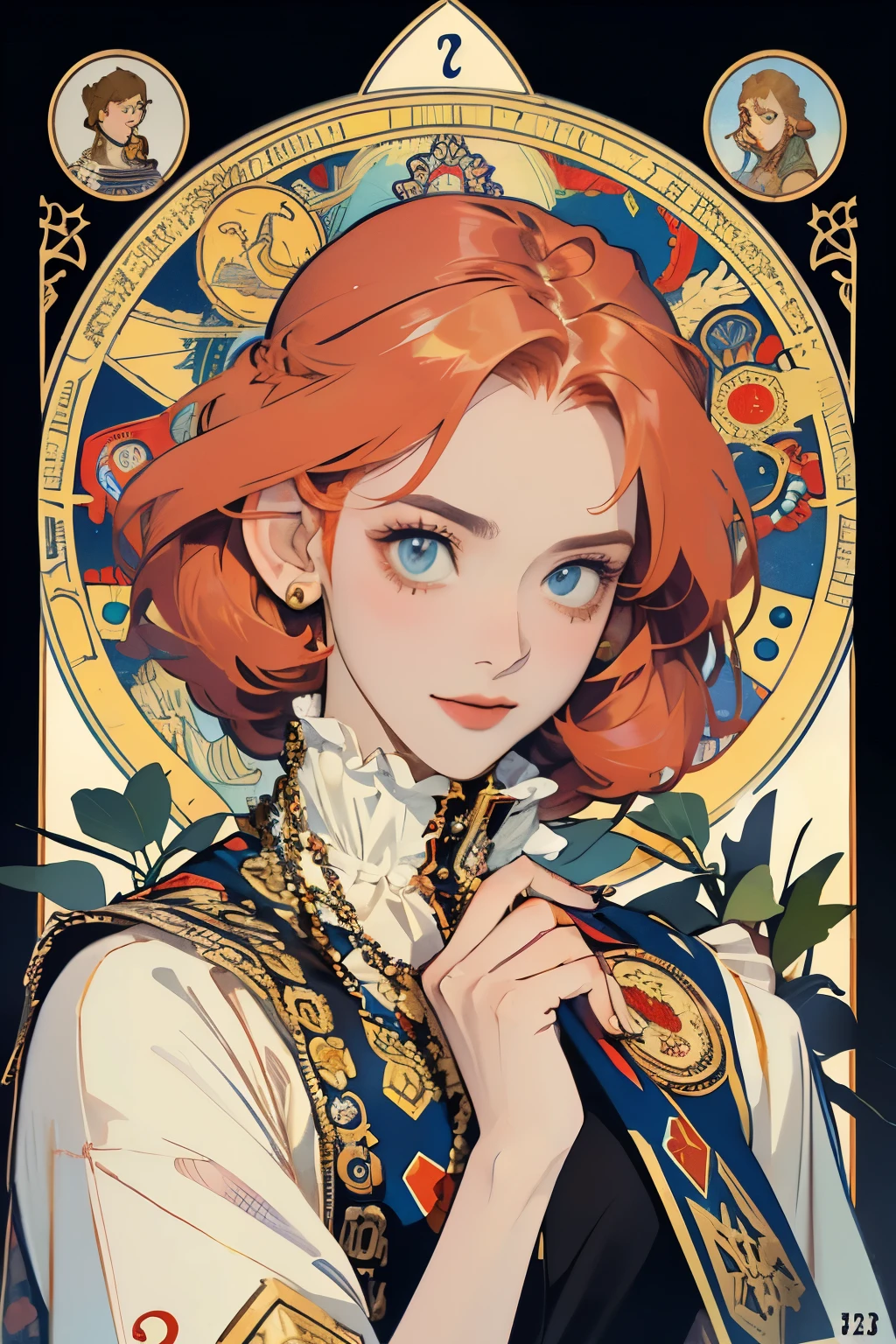 Artwork, Better Quality, woman, Tarot, Baldo, Clown, Symbolism, Visual art, Occultism, universal, Vision Casting, philosophy, Iconography, Numerology, Popularity, art, Alphonse Mucha,Redhead Hair