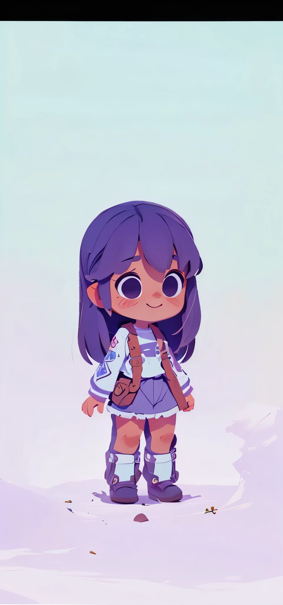 Fundo branco, perfeito, 1girl. Uma garota, cabelos lisos, lilac, olhos azuis, pele clara, 8 anos, magra, fofa. Feliz, alegre, perfeito, alegre.