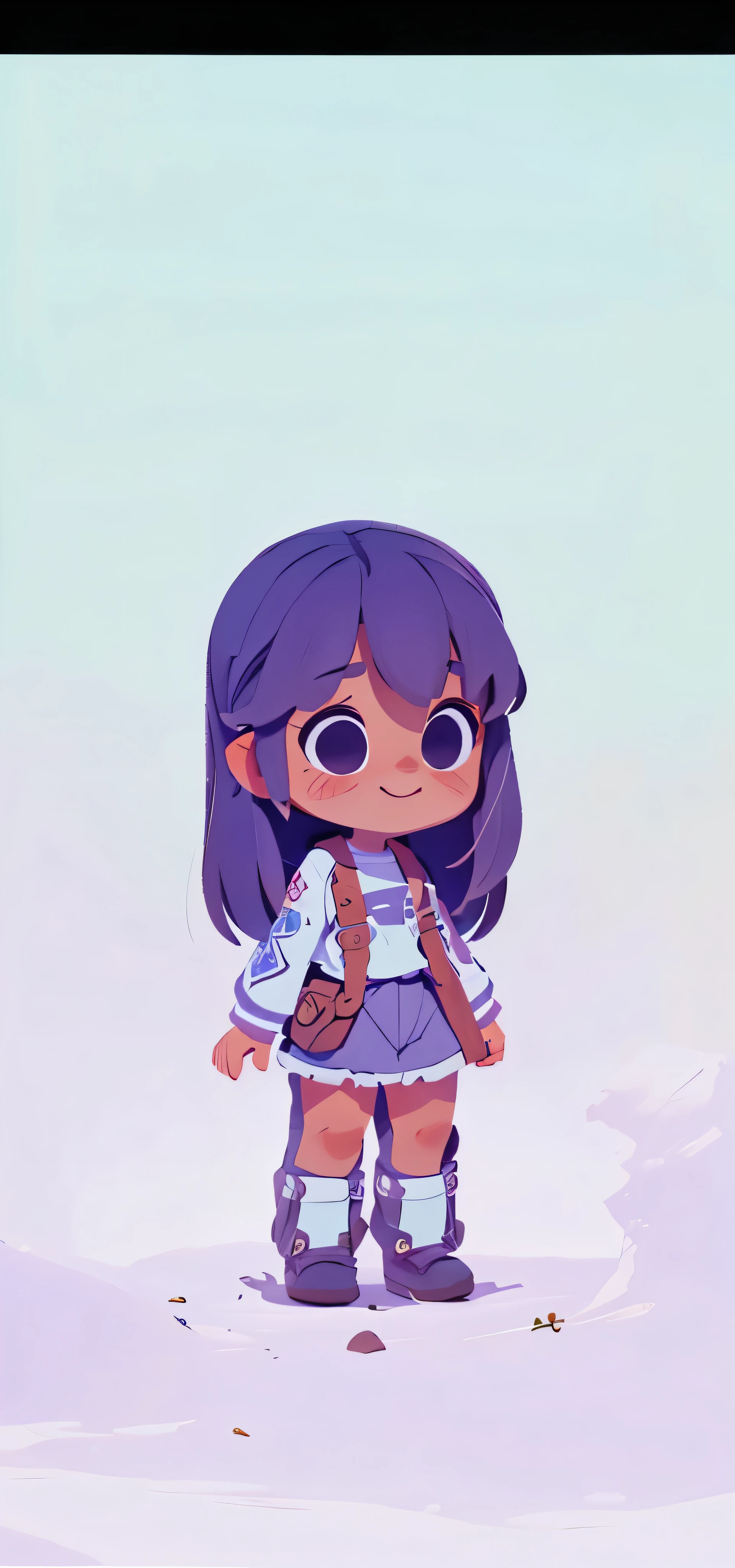 Fundo branco, perfeito, 1girl. Uma garota, cabelos lisos, lilac, olhos azuis, pele clara, 8 anos, magra, fofa. Feliz, alegre, perfeito, alegre.