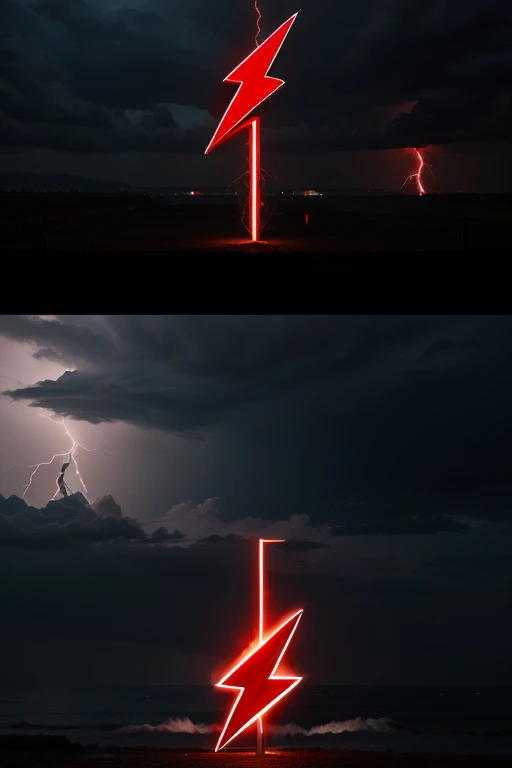 Make a logo with the letter R in the shape of a lightning bolt and red