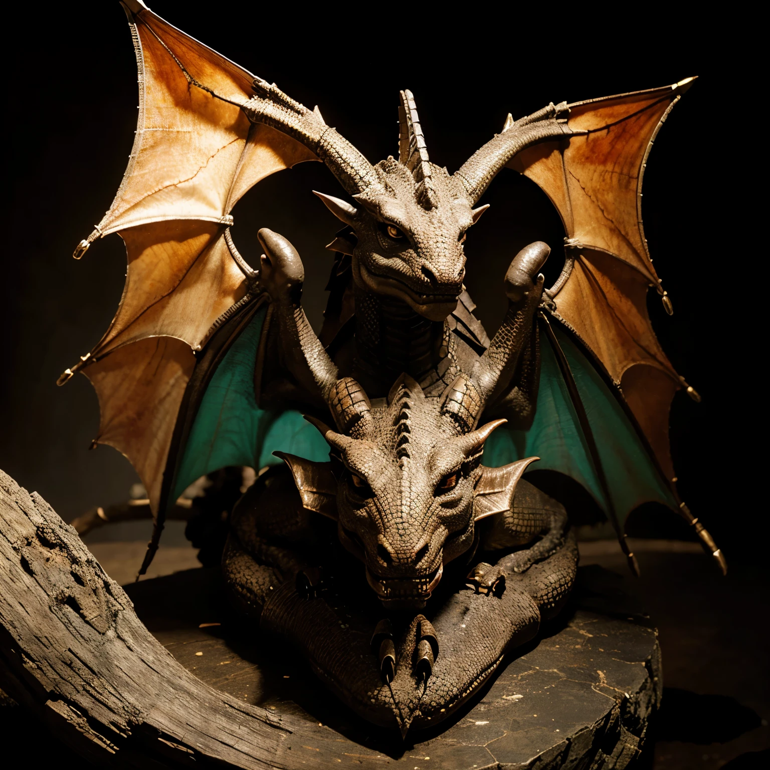 A dragon with 3 heads. Each of the heads has a different elemental power.