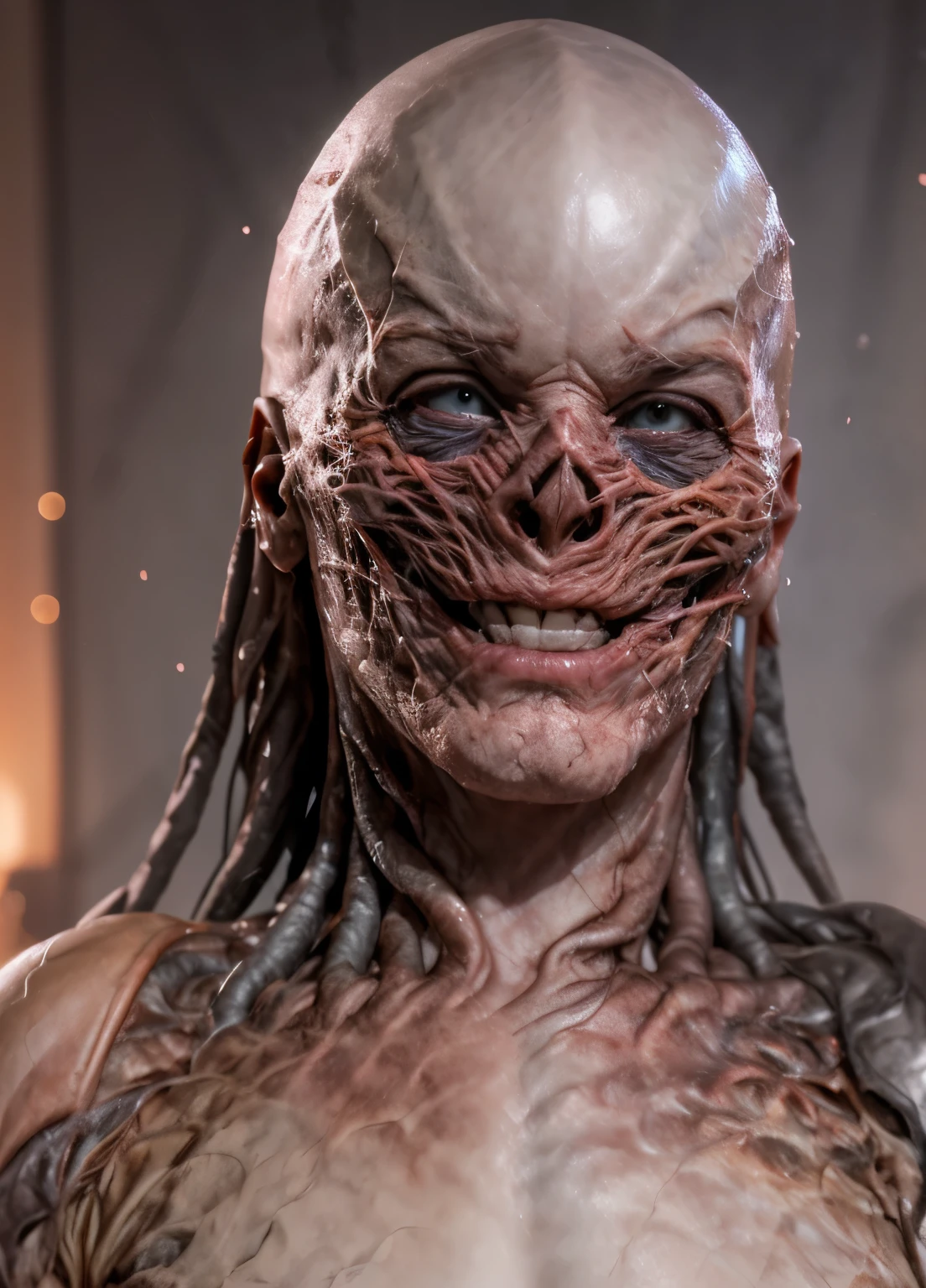 <lora:reelalthorror:1.1> reelalthorror, 1girl, solo, blood, mouth, teeth, multiple legs, blood, sheep, drooling, flesh, extra eyes <lora:reelhorror2:1>, indoors, trash, creature