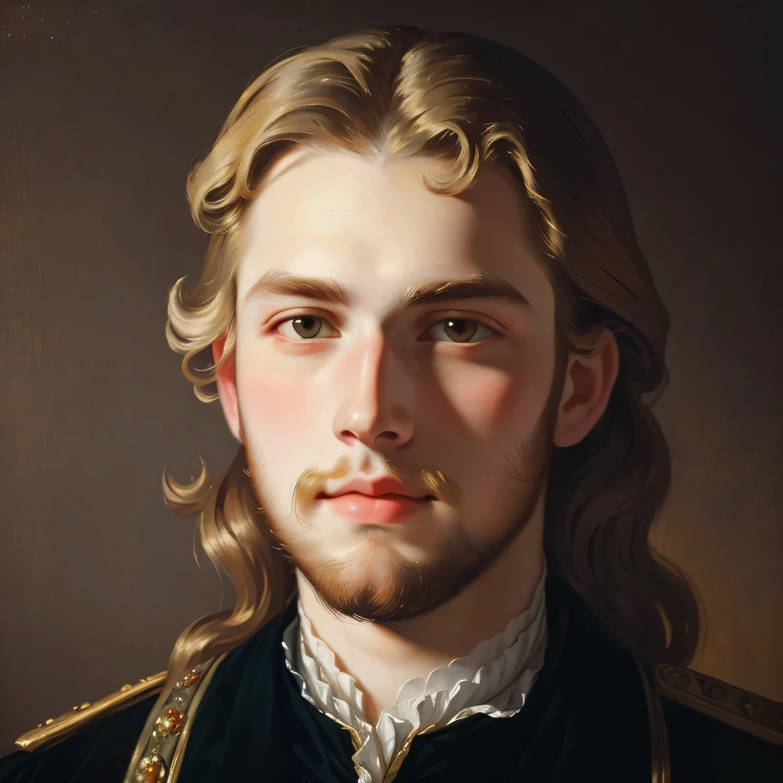 18th century painting, 18th century oil painting portrait, 18th century oil painting filter, young man, young dutch prince, young bearded man