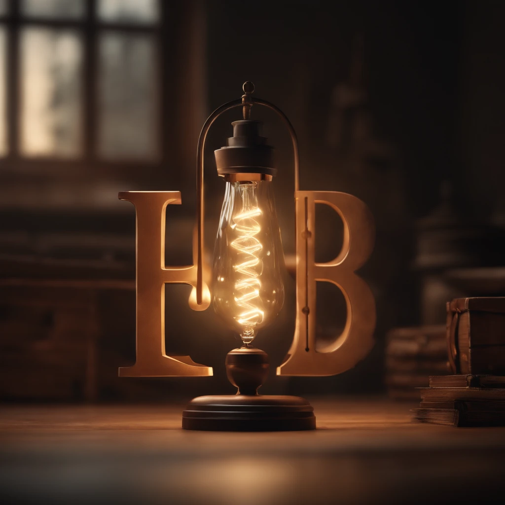 Generate a 3d logo for a physics tracher, write the name 'Hamada' and make it look creative by replacing the first letter with a battary and the last letter with a lamp