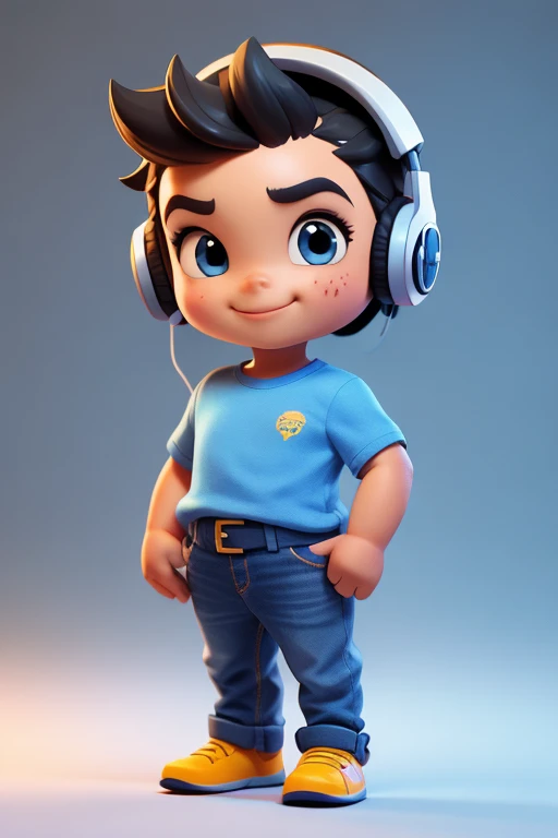 PERSONAGEM 3D,agricultor,(corpo todo:1.2),fundo de games, obra de arte,melhor qualidade, (fundo gamer azul:1.1) menino, ??? Men, cabelo preto, cabelo cortado, headset preto, crossed arms, roupa descolada, camiseta preta, jeans. Sorrindo