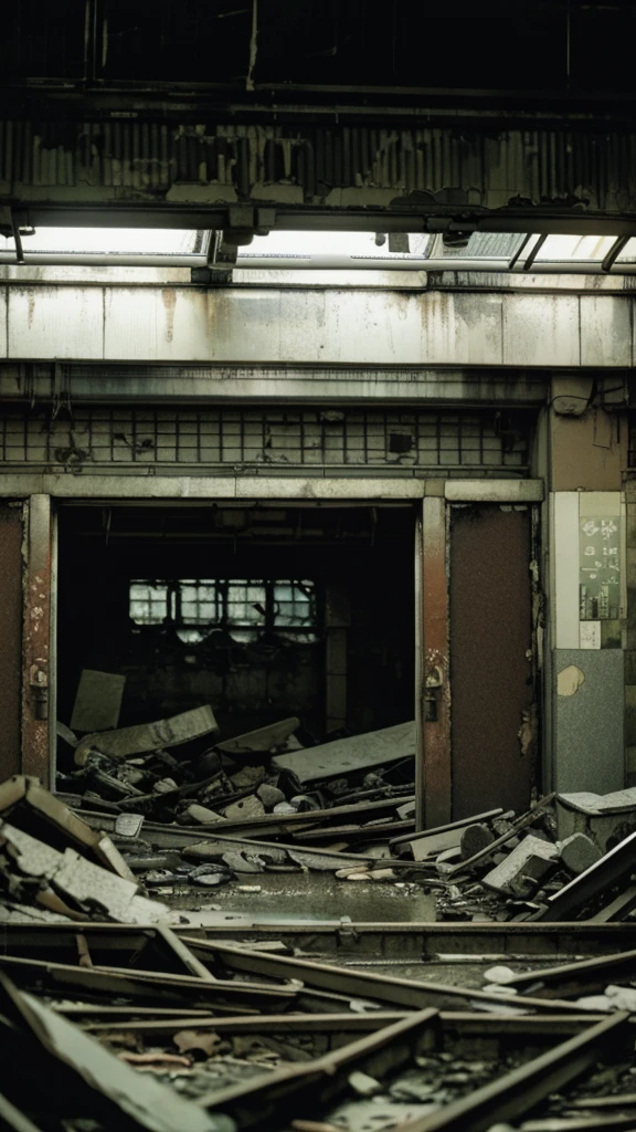 subway,Showa,Collapse,Devastation,Inside the ruins,Glasses,Women,adventure,Black and White,