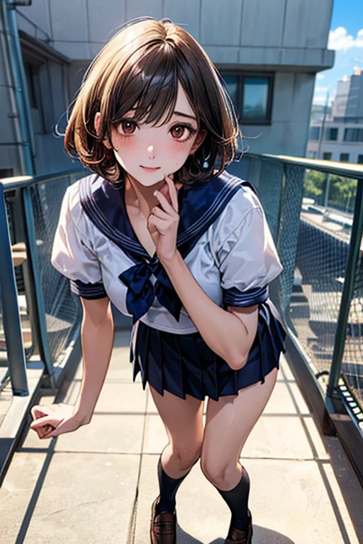 (((perfect anatomy, anatomically correct, super detailed skin))), ((panties pulled down)), 1 girl, japanese, high school girl, shiny skin, watching the viewer,
beautiful hair, beautiful face, beautiful detailed eyes, (short hair:1.1, bob cut:1.2), dark blonde hair:1, brown eyes,, mole under eye,
beautiful clavicle, beautiful body, beautiful breasts, large breasts:0.5, beautiful thighs, beautiful legs,
((short sleeves, all dark blue cute sailor suit, dark blue pleated skirt, dark blue sailor collar, sailor scarf, socks, brown loafers)), seductive thighs, (red slave collar),
((, ashamed, , , )), standing,
(beautiful scenery), summer, school rooftop, building, chain-link fence,
8k, top quality, masterpiece:1.2, extremely detailed), (photorealistic), beautiful illustration, natural lighting, crossdresser,boy