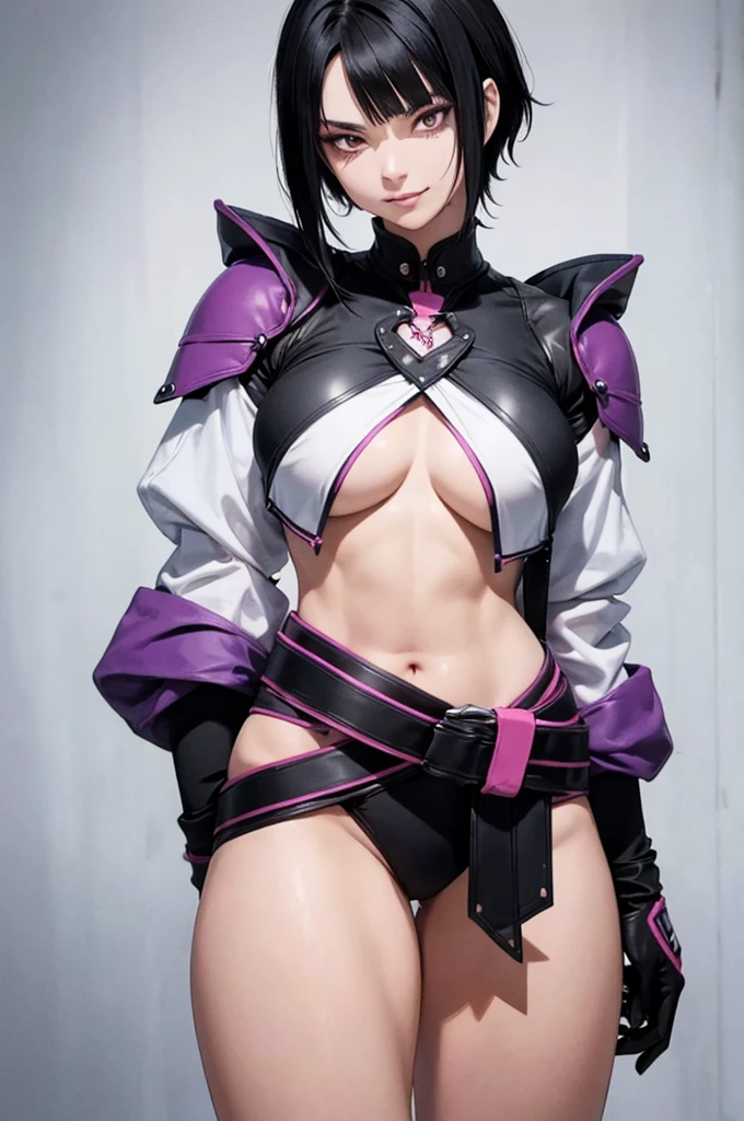 juri han,belo corpo,mulher jovem,short black hair , badass , colan,May,coxas torneadas,Evil Smile,juri han,chifres de cabelo,detalhes do corpo,low yellow lighting,raios de luz belo corpo detalhado
