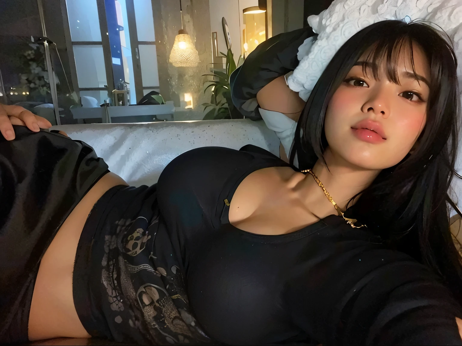 arafed asian woman with a white shirt and blue shorts, lalisa manobal, 18 years old, young cute wan asian face, with bangs, gemma chan beautiful girl, 1 8 yo, gorgeous chinese model, gorgeous young korean woman, beautiful asian girl, ayami koj ima, instagram model, neat hair with bangs, young asian girl