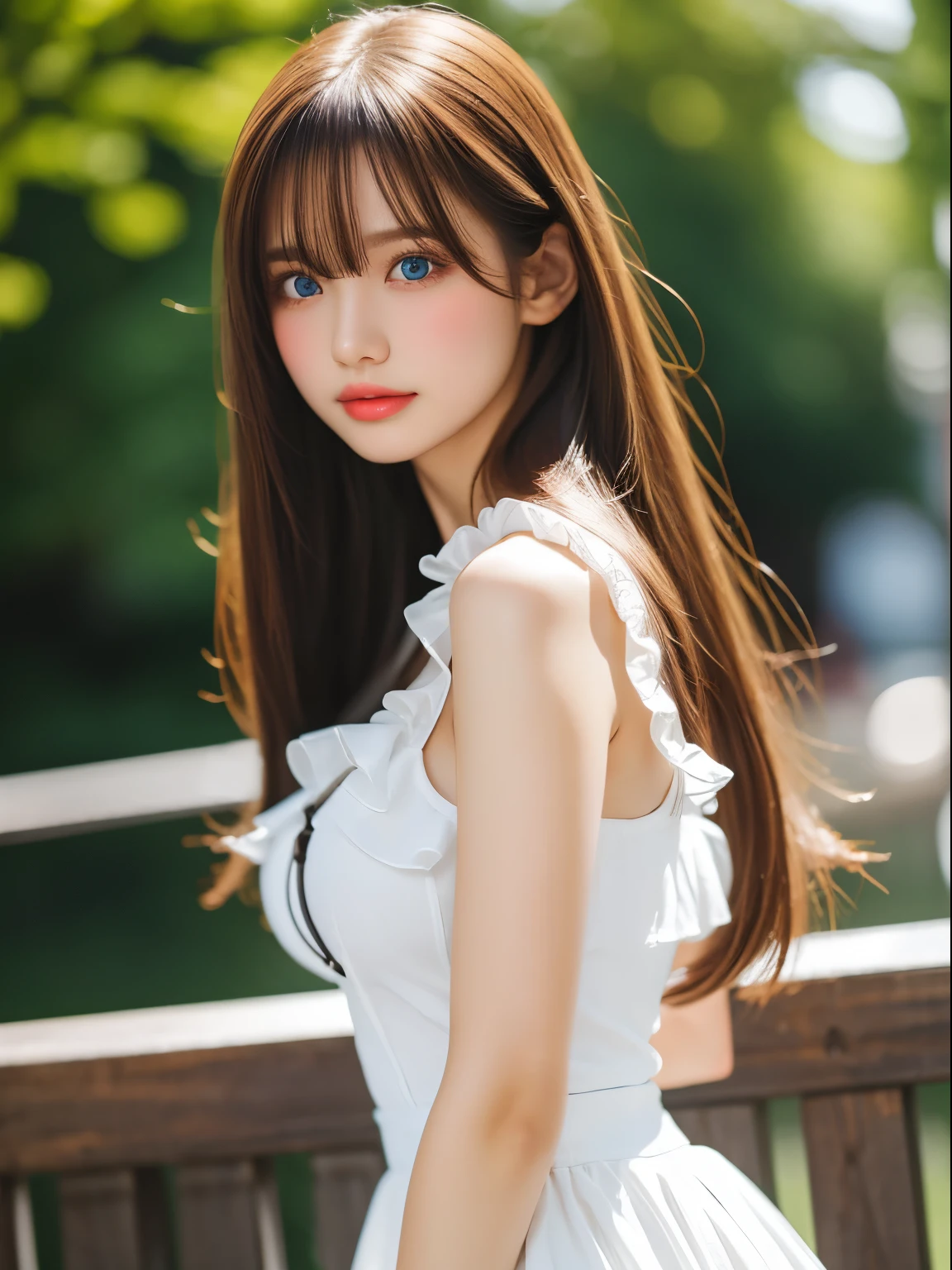 In 8K,highest quality,The real picture,Intricate details,超A high resolution,Depth Field,Masseter muscle area,Natural soft light,Professional Lighting,One Girl,(cute:1.2),、White Elegance、(Black dress with ruffles)、 Skirt inflated with panniers、Bright expression、Younger, brighter, whiter skin、Best Looks、The ultimate beauty、The most beautiful sparkling blonde hair in the world、Shiny bright hair、Super long, silky straight hair、Long blonde hair hangs over the eyes、Sparkling, clear, pale blue eyes、とても美しくて愛らしくてcute***の少女、Ample breasts,(Cowboy Shot)