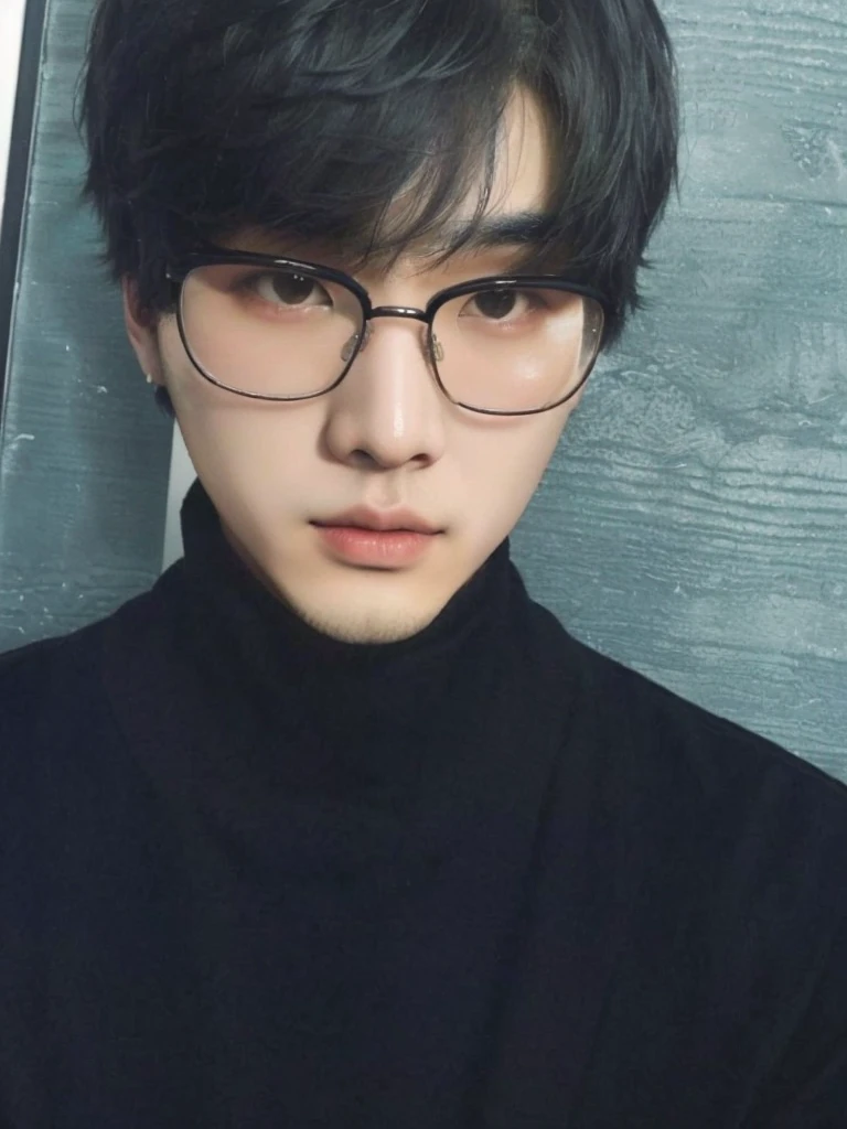 un primer plano de una persona con gafas y un cuello de tortuga ?????, jinyoung shin, hyung tae, yoongi de pelo ?????, cai xukun, con gafas, Hong June Hyung, Yanjun Chengt, kim taejin, pintar ulzzang, foto de perfil en la cabeza, Kim Doyoung, inspirado en jeonseok lee, seson yoon, jaeyeon nam, Hyung Tae Kim